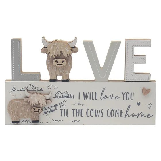 Highland Cow Plaques – Love, Home & Family Series