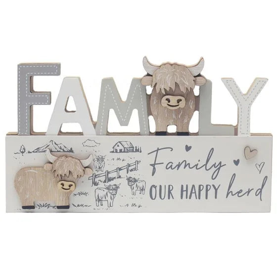 Highland Cow Plaques – Love, Home & Family Series