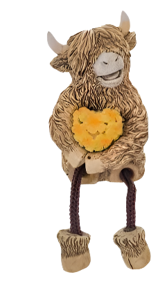 Flower Highland Cow Series - Dangly Legs Heart Collection