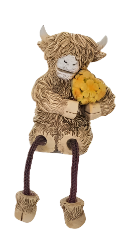 Flower Highland Cow Series - Dangly Legs Heart Collection