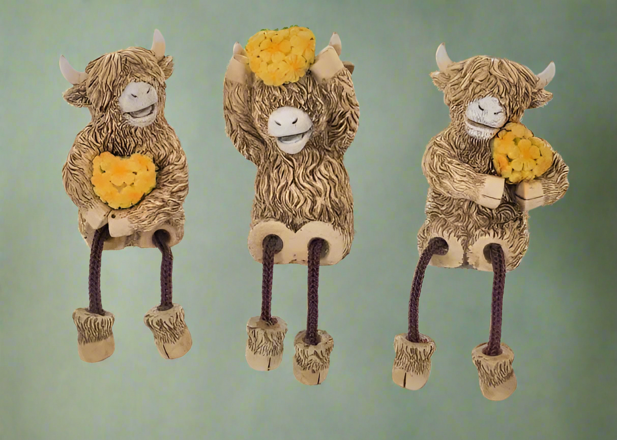 Flower Highland Cow Series - Dangly Legs Heart Collection