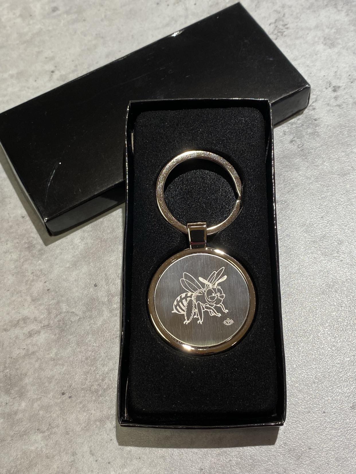 Bumble BB Bee Metal Keyring with Split Ring