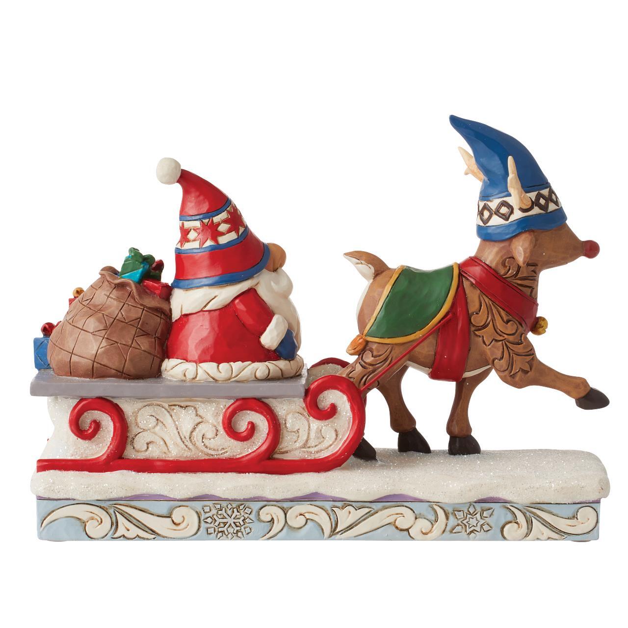 Reindeer Pulling Gnome on Sled - JS