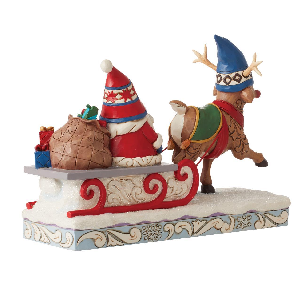 Reindeer Pulling Gnome on Sled - JS