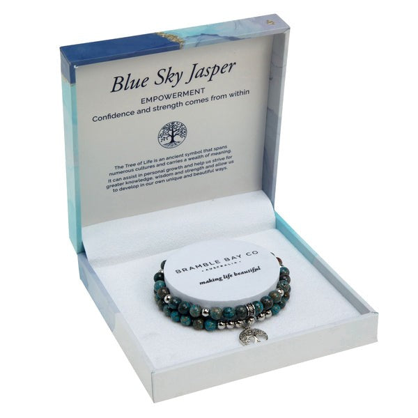 Duo Bracelet Set - Blue Sky Jasper Rhodium