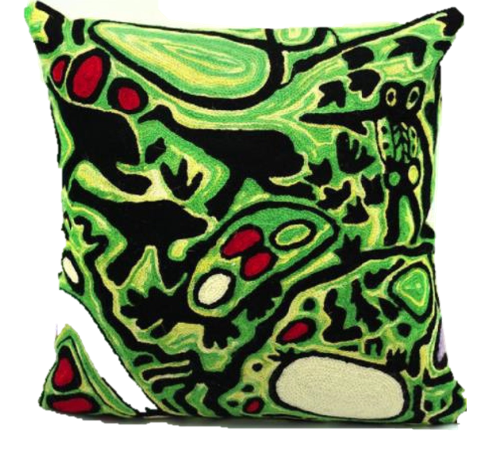 Cushion (40cm) - Chain-Stitched Hand-Dyed Wool (Artist: Cedric Varcoe)