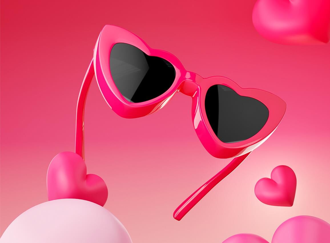 Keychain Heart Sunglasses