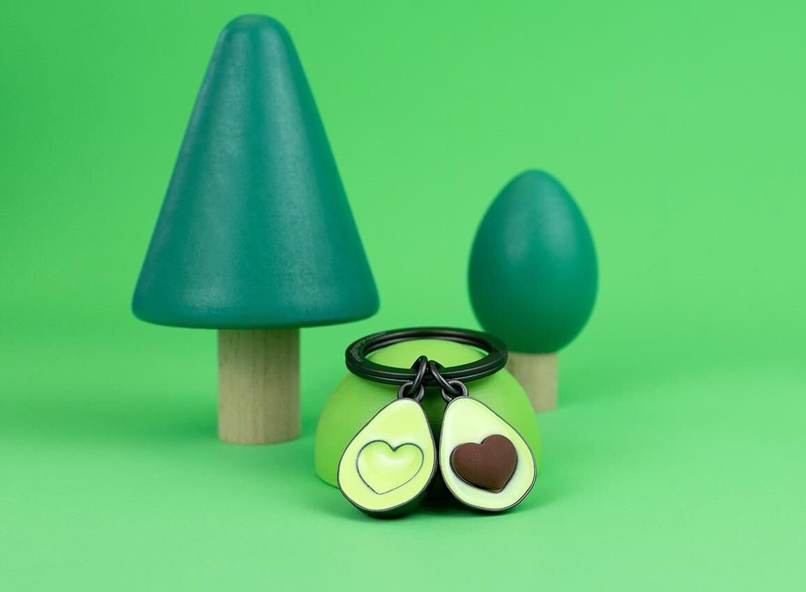 Keychain Avocado with Heart-Shaped Pit