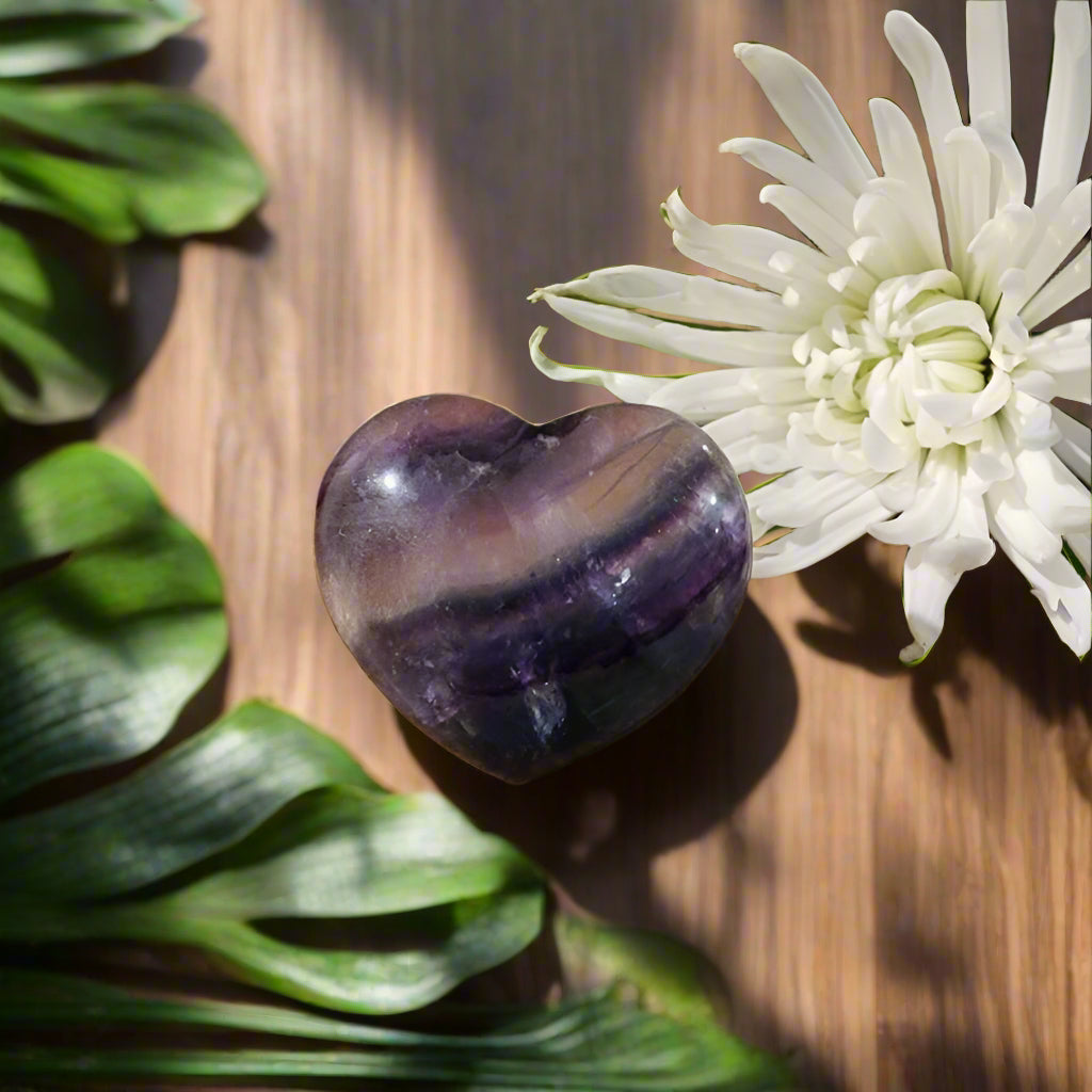 Rainbow Fluorite Crystal Hearts