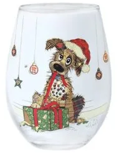 Christmas Murphy Mutt Stemless Glass - Bug Art