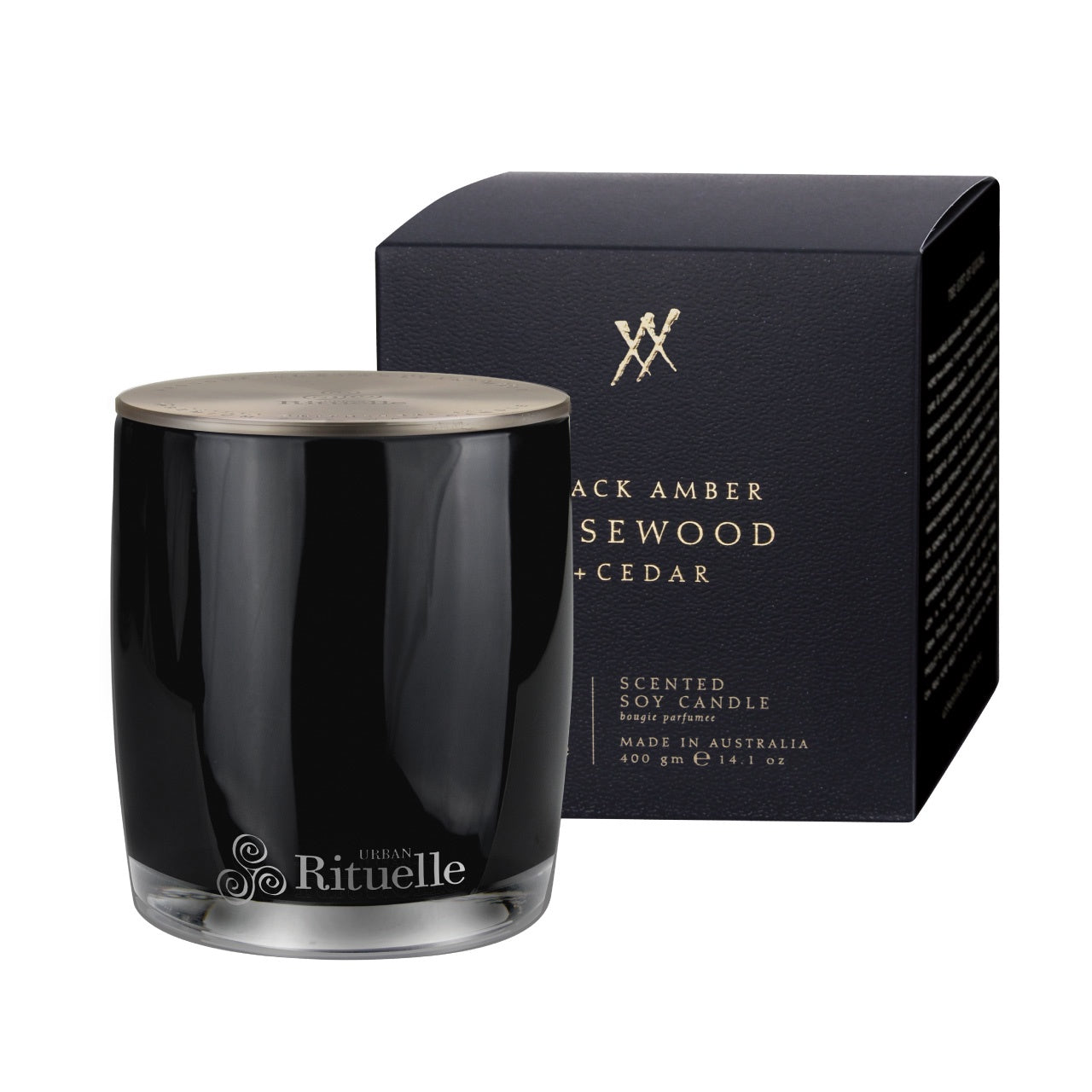 Candle - Black Amber - Rosewood Cedar 400gm