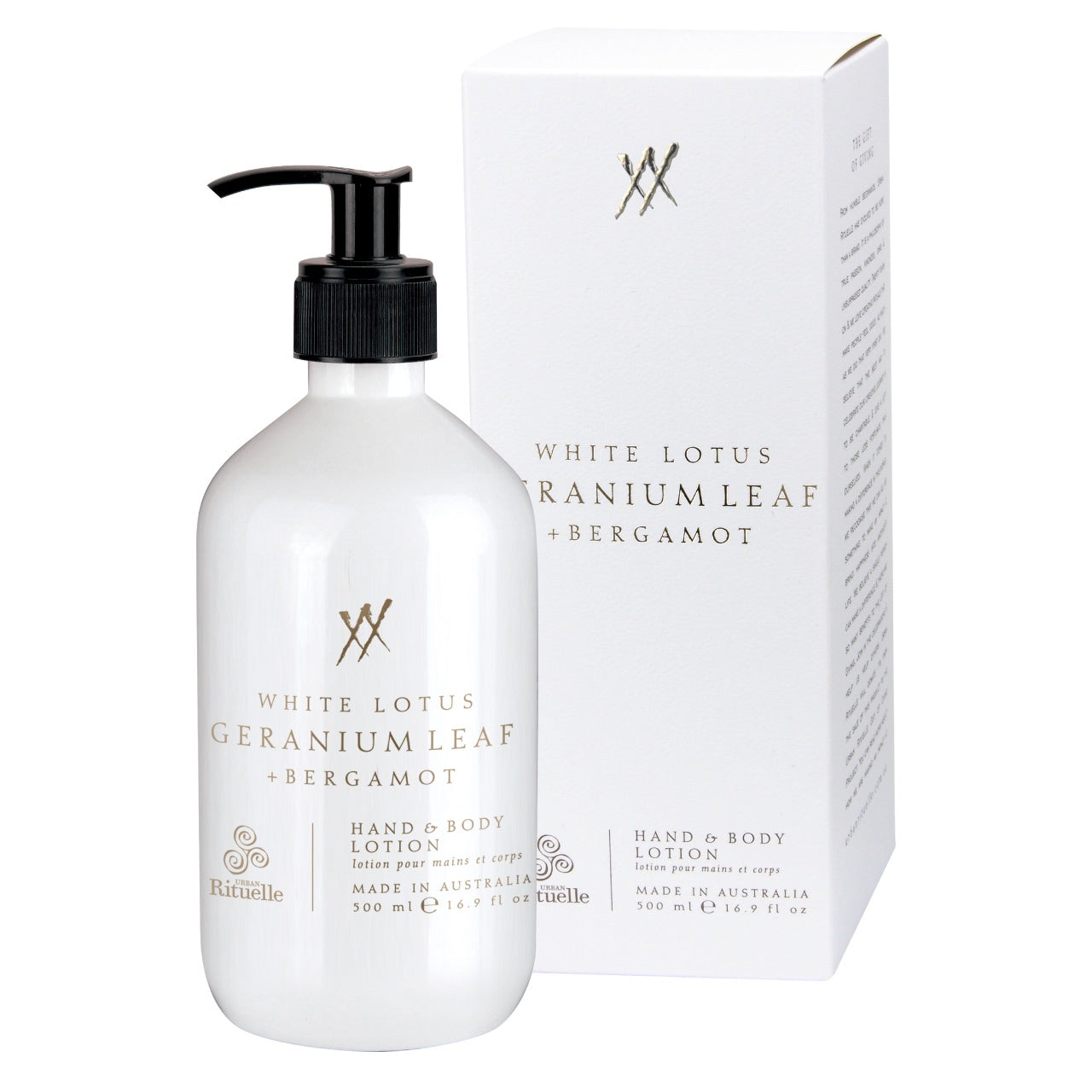 Hand and Body Lotion - White Lotus - Geranium Leaf Bergamot -500ml