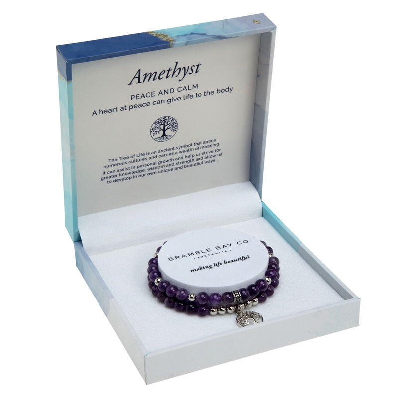 Duo Bracelet Set - Amethyst Rhodium