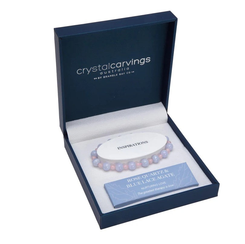 Blue Lace Agate 8mm/Rose Quartz 4mm Dual Bracelet