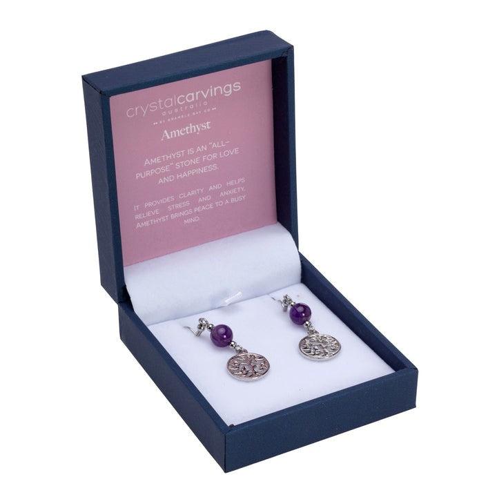 Earrings - Amethyst Rhodium