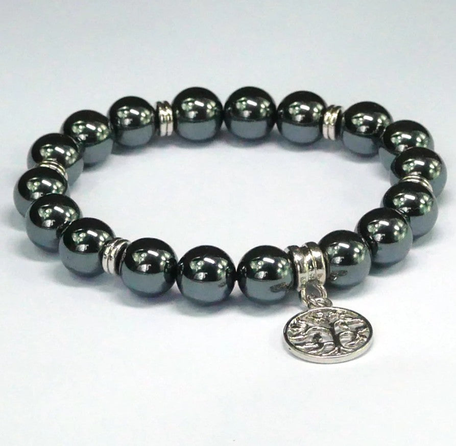 Bracelet - Hematite (10mm bead) - Tree of Life