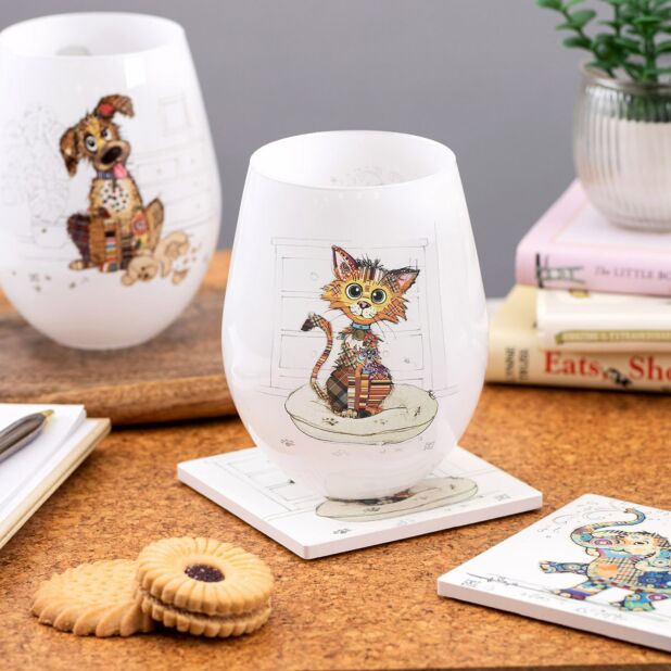 Kimba Kitten Stemless Glass - Bug Art