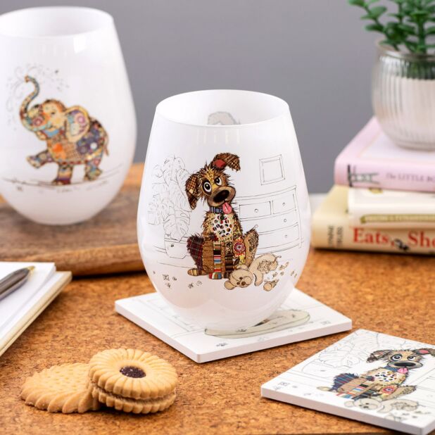 Murphy Mutt Stemless Glass - Bug Art