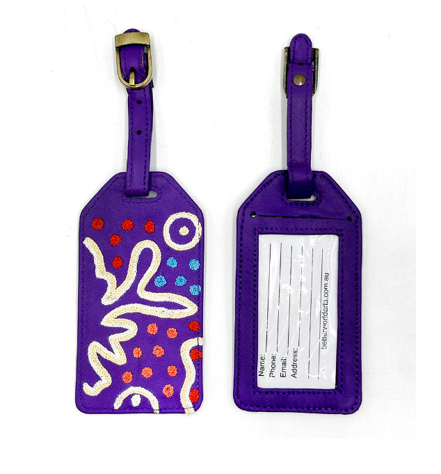 Luggage Tag - Leather - Embroidered PST604