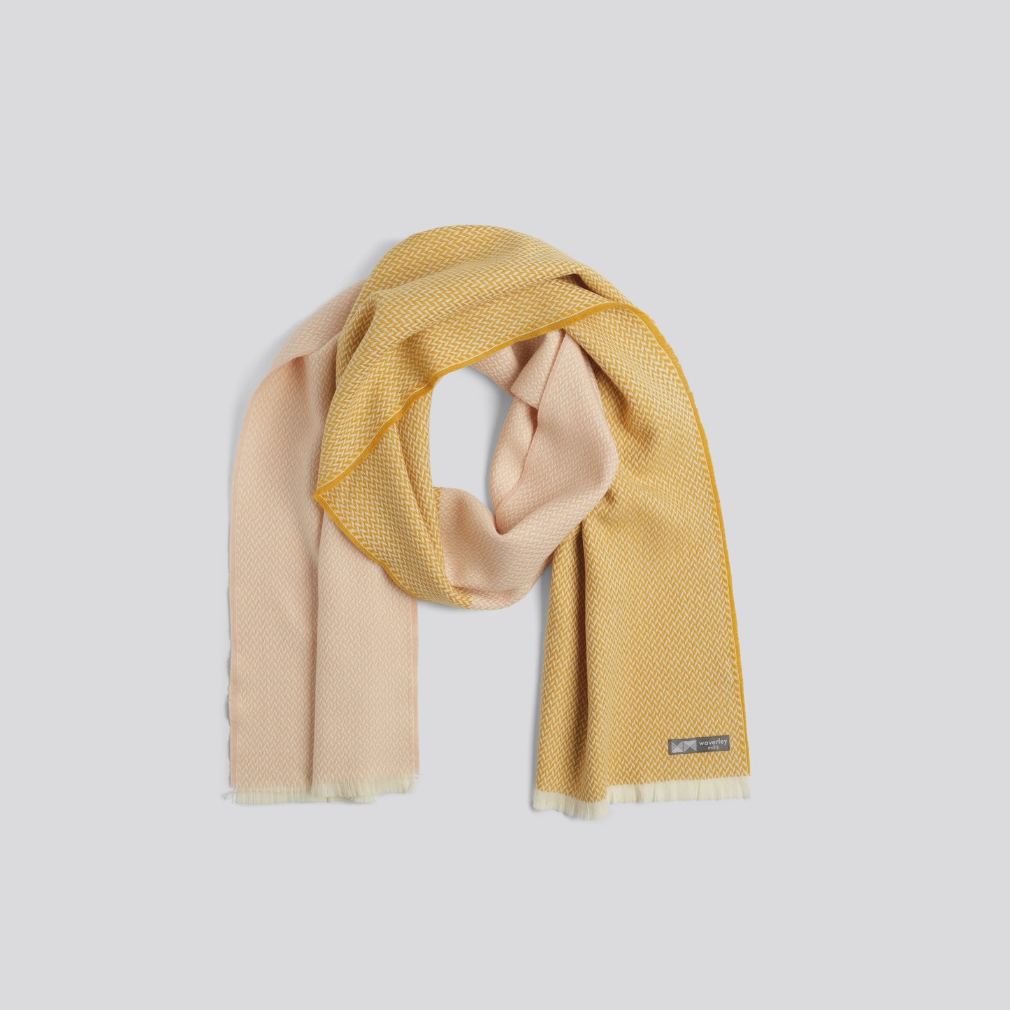Scarf - Merino Wool - Harvest Gold and Cameo Pink