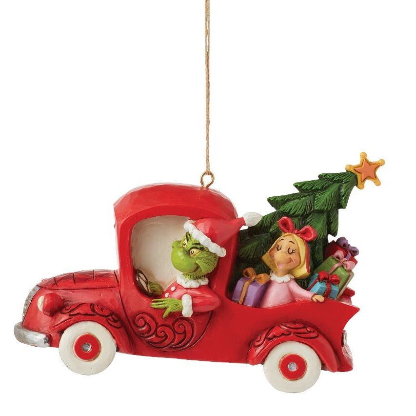 Hanging Ornament - Grinch Red Truck -JS