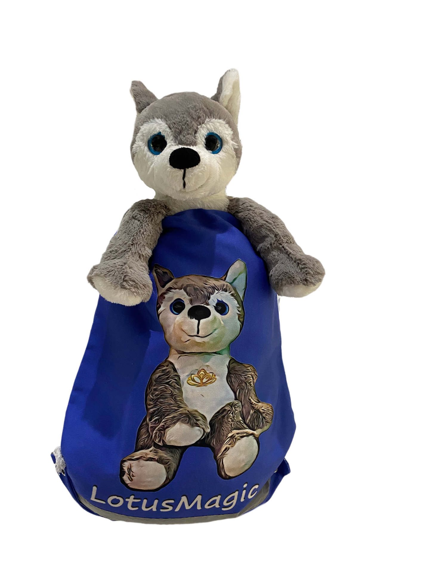 Backpack (Drawstring) - Blue - 100% Cotton - Rhudi (wolf)