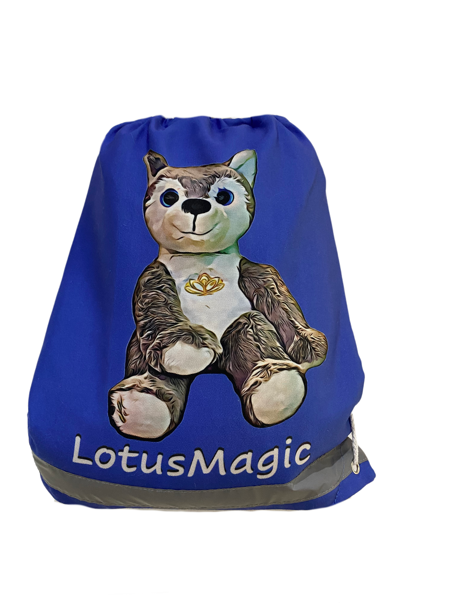 Backpack (Drawstring) - Blue - 100% Cotton - Rhudi (wolf)