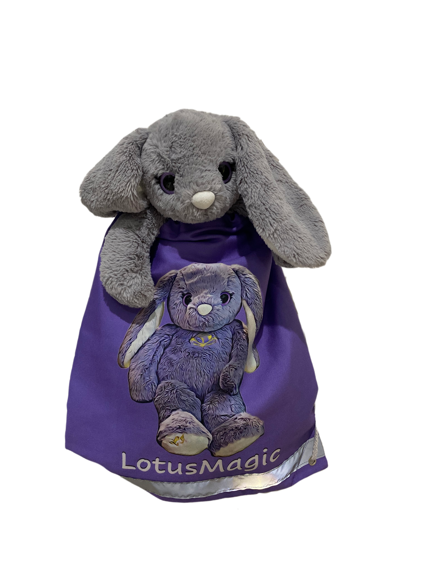 Backpack (Drawstring) - Purple- 100% Cotton - Nia (Rabbit)