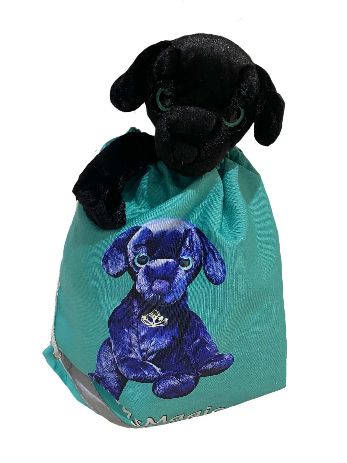 Backpack (Drawstring) - Green - 100% Cotton - Mango (Dog)