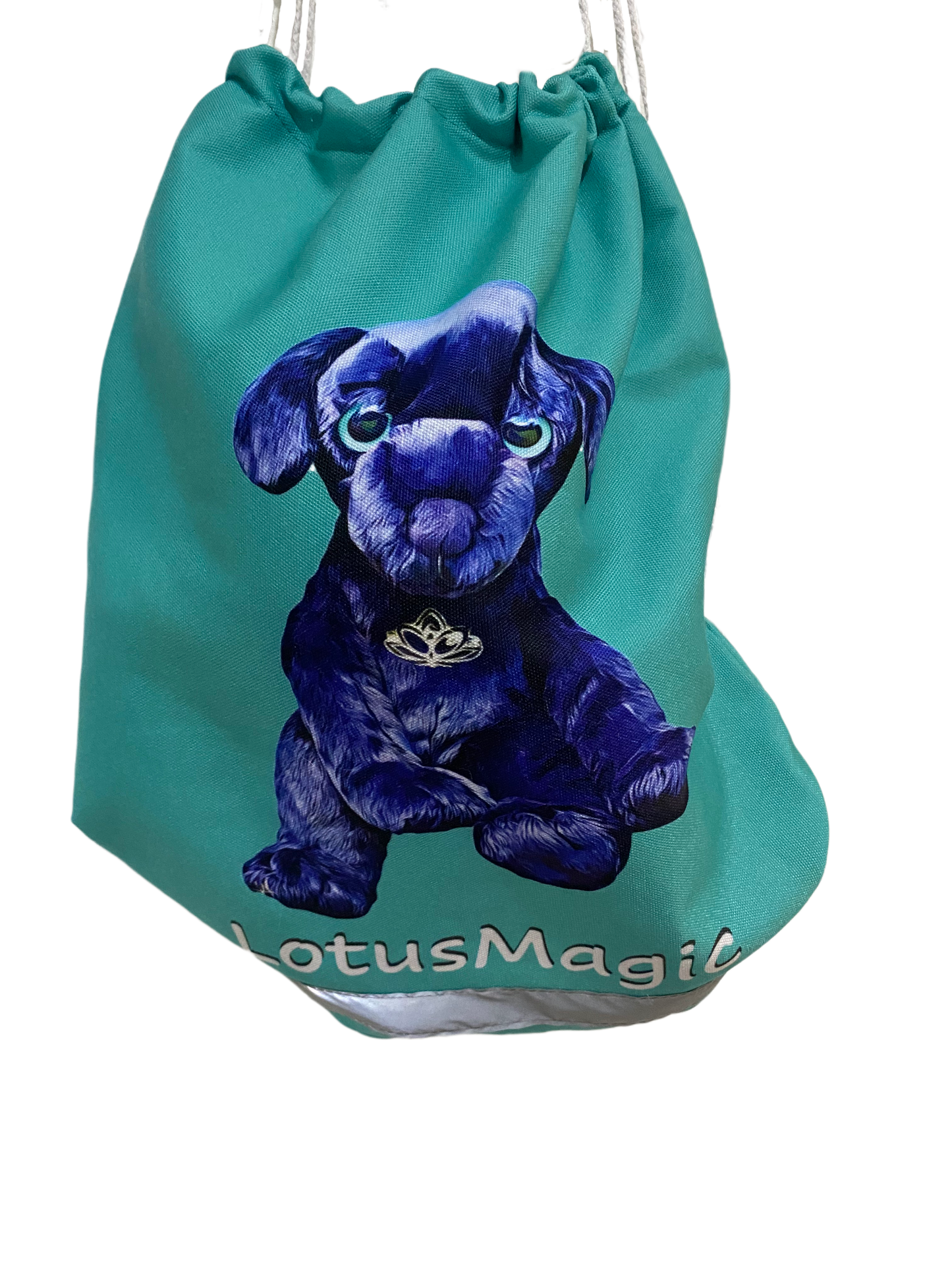 Backpack (Drawstring) - Green - 100% Cotton - Mango (Dog)