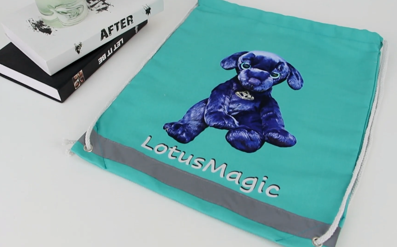 Backpack (Drawstring) - Green - 100% Cotton - Mango (Dog)