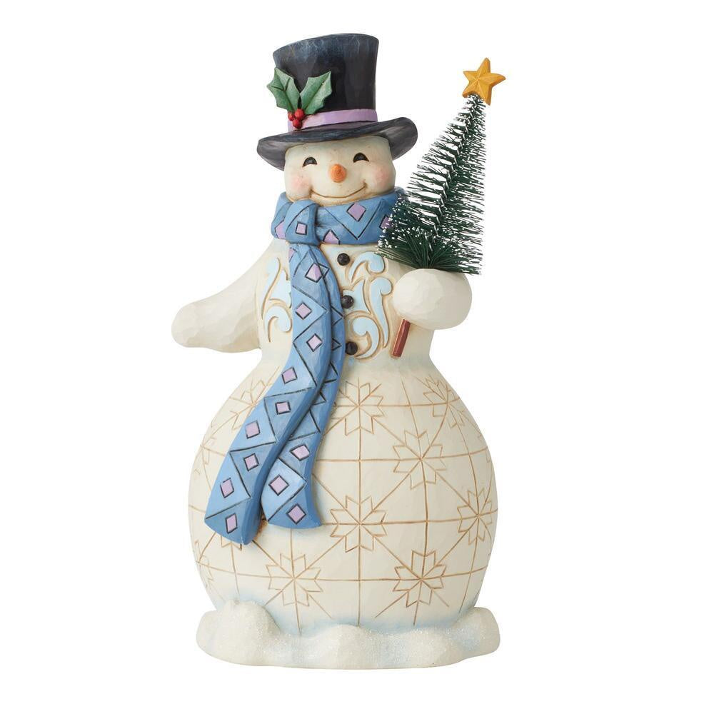 Snowman with Bottlebrush Tree - JS