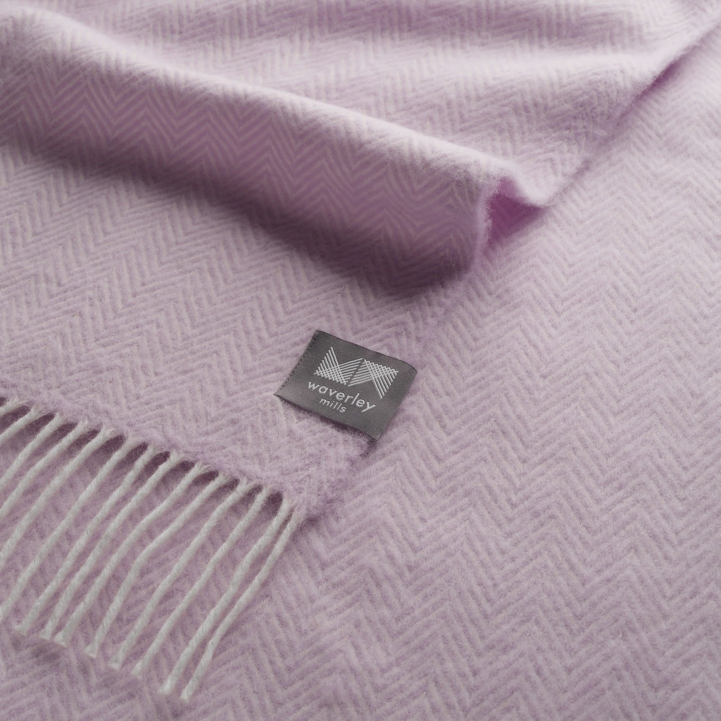 Throw - Merino Wool Herringbone - Lilac -130 x 190 cm