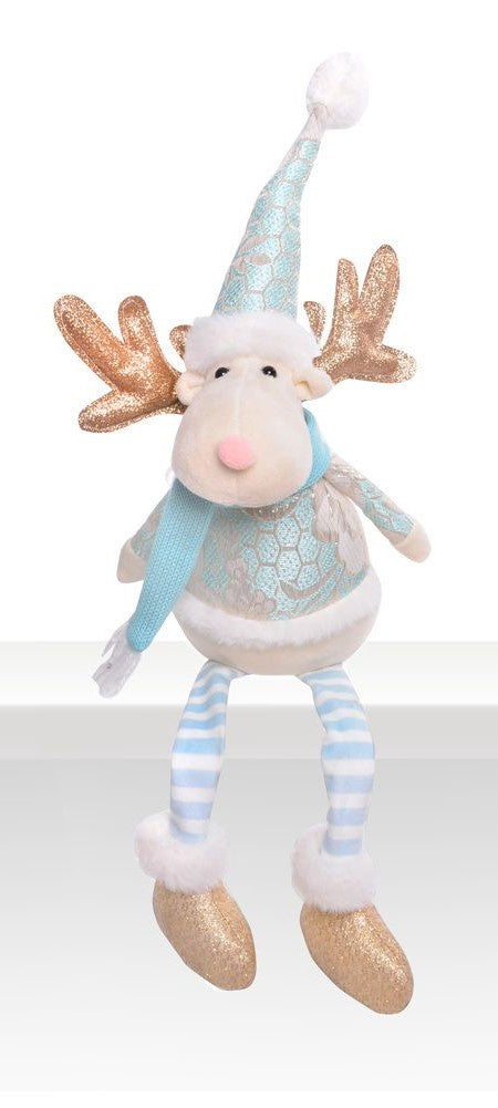 Glitter Reindeer Dangly Legs - Blue