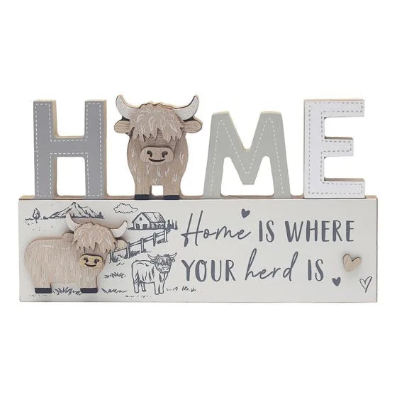 Highland Cow Plaques – Love, Home & Family Series