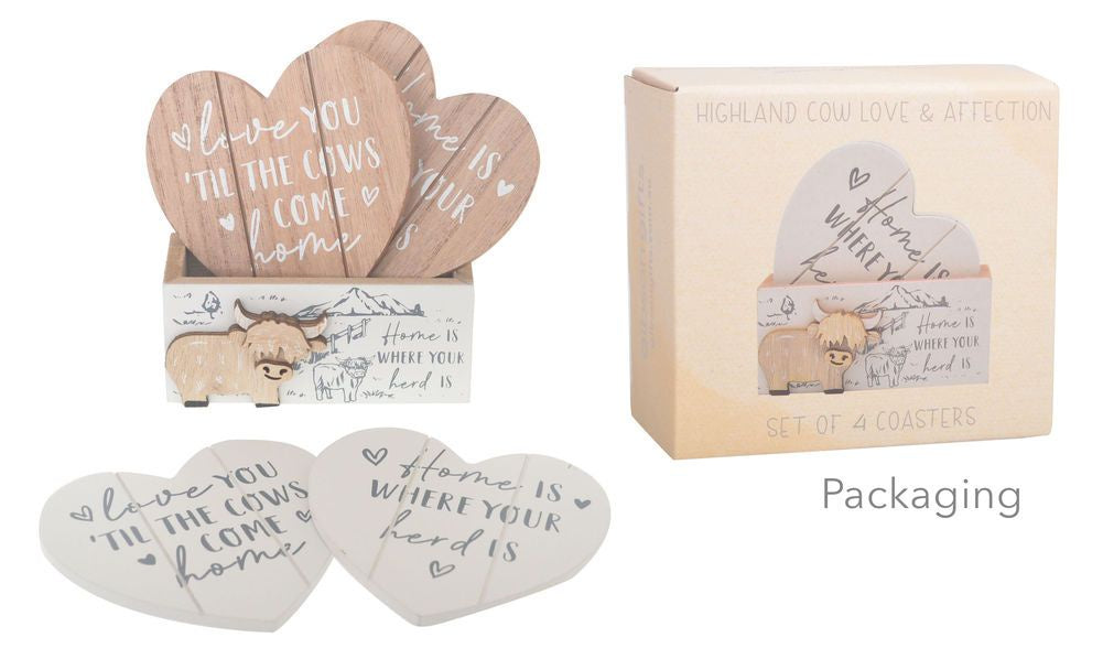 Highland Cow Coasters Set 4