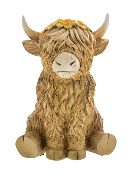 Flower Highland Cow Series - Sitting
