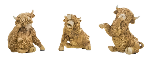 Highlands Cow - Hear See Speak No Evil Set of 3