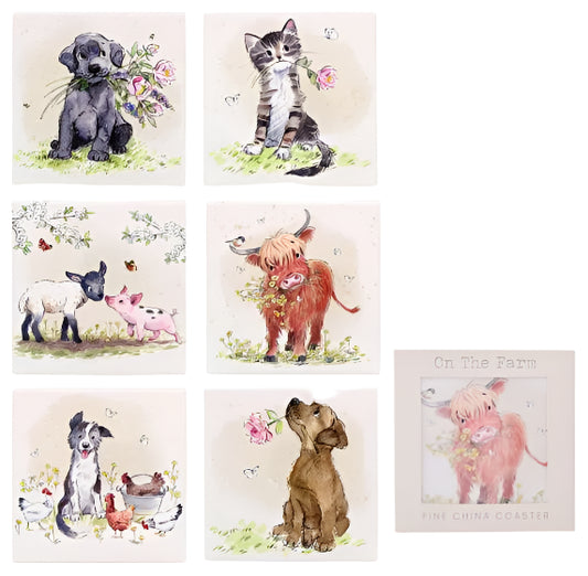On the Farm Coasters set of 6