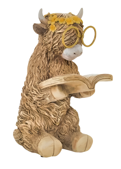 Flower Highland Cow Series - Reading