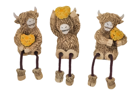 Flower Highland Cow Series - Dangly Legs Heart Collection