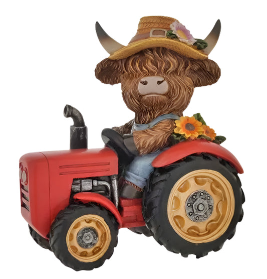 Highland Cow Sunflower Tractor