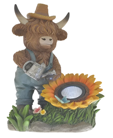Highland Cow Solar Sunflower