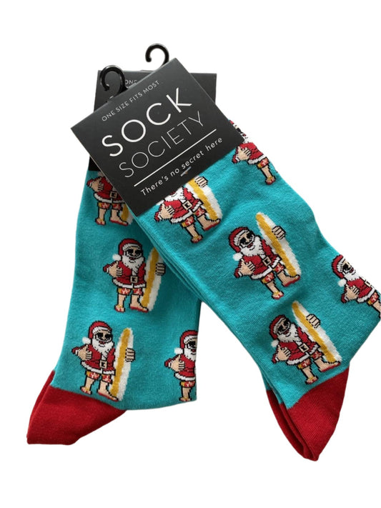 Santa Aqua Green - Kris Kringle Socks Cotton Rich