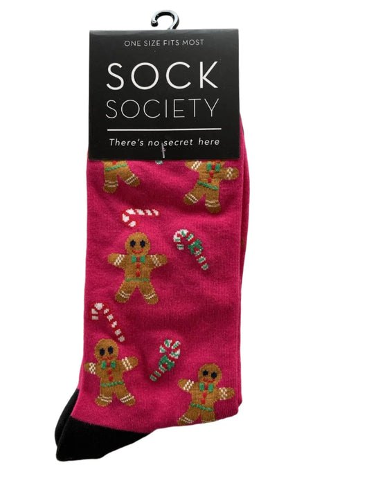 Gingerbread Person Pink - Kris Kringle Socks Cotton Rich