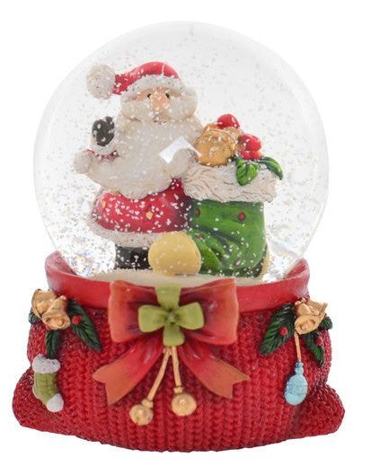 Christmas Snow Globe - Santa with Stocking (B)