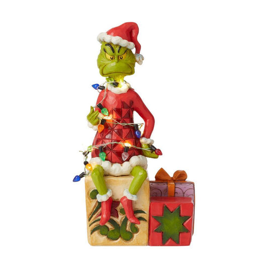 Grinch on Present - Lights Up - JS