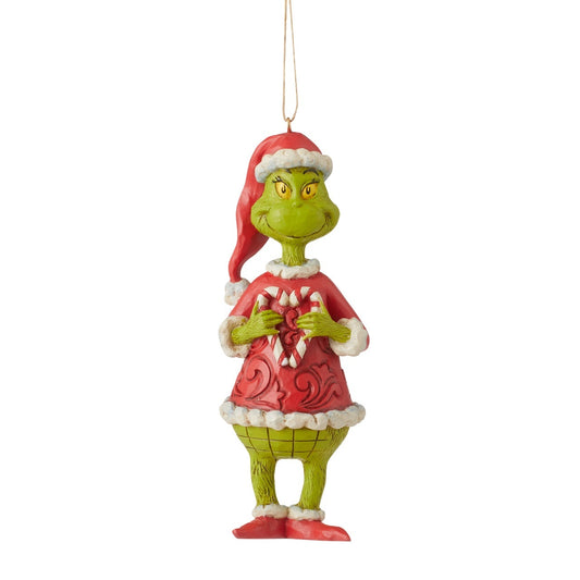 Hanging Ornament - Grinch Holding Candy - JS