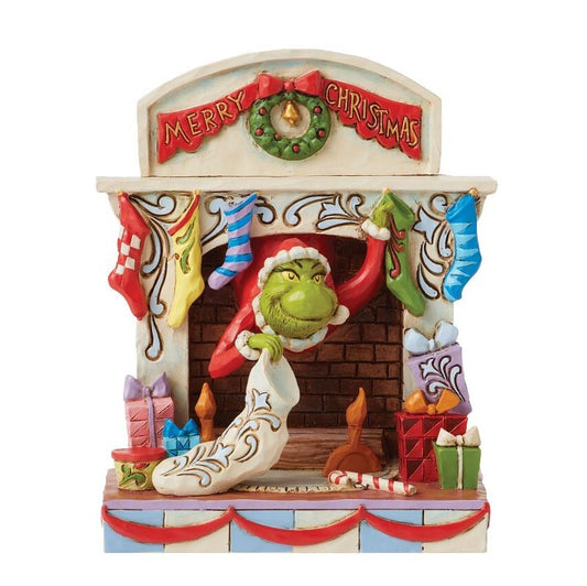 Grinch Peaking out of Fireplace - JS