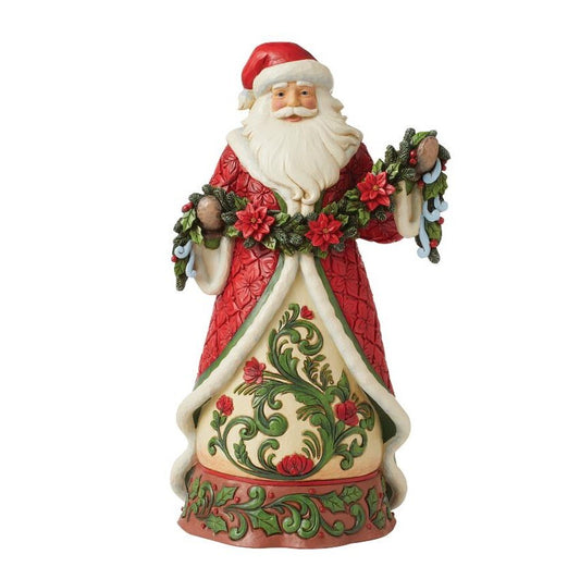 Santa with Poinsettia Garland - JS